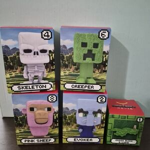 Mcdonald's Minecraft Evoker Creeper Skeleton Pink Sheep Llama Happy Meal Lot
